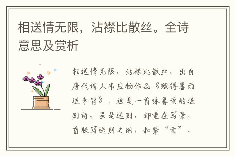 相送情無(wú)限，沾襟比散絲。全詩(shī)意思及賞析