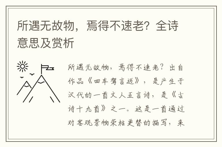 所遇无故物，焉得不速老？全诗意思及赏析