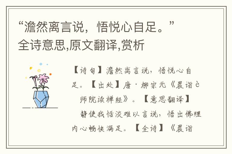 “澹然離言說，悟悅心自足。”全詩意思,原文翻譯,賞析
