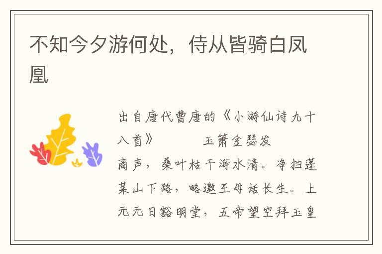不知今夕游何處，侍從皆騎白鳳凰