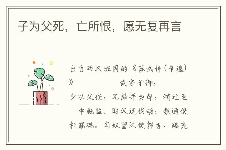 子為父死，亡所恨，愿無(wú)復(fù)再言