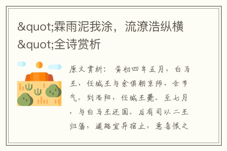 "霖雨泥我涂，流潦浩縱橫"全詩賞析