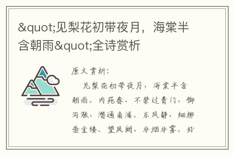 "见梨花初带夜月，海棠半含朝雨"全诗赏析