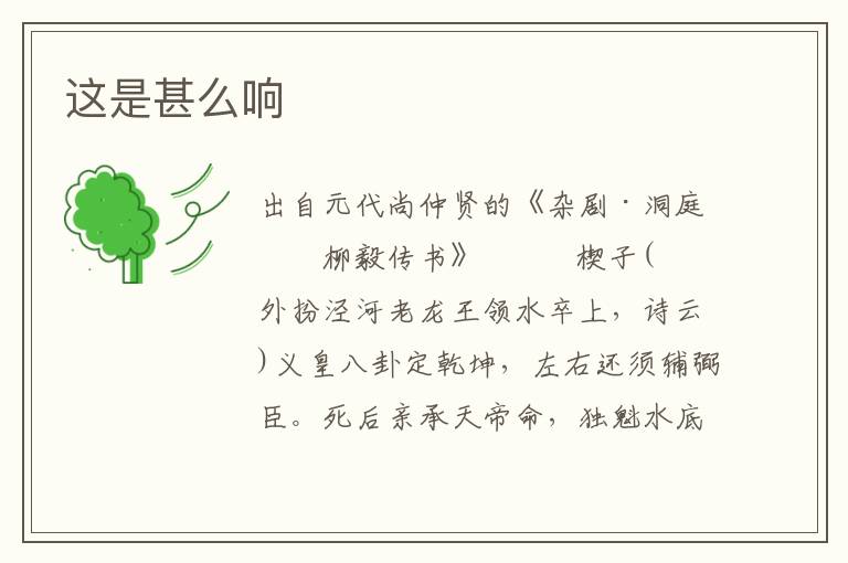 這是甚么響
