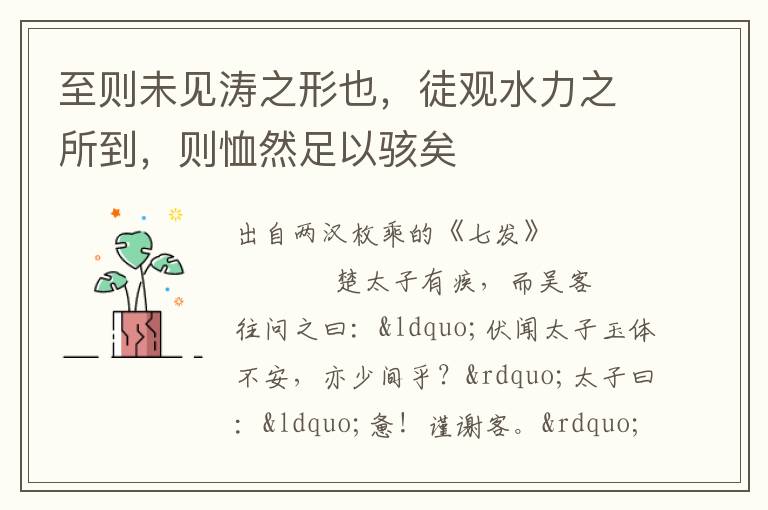 至則未見(jiàn)濤之形也，徒觀水力之所到，則恤然足以駭矣