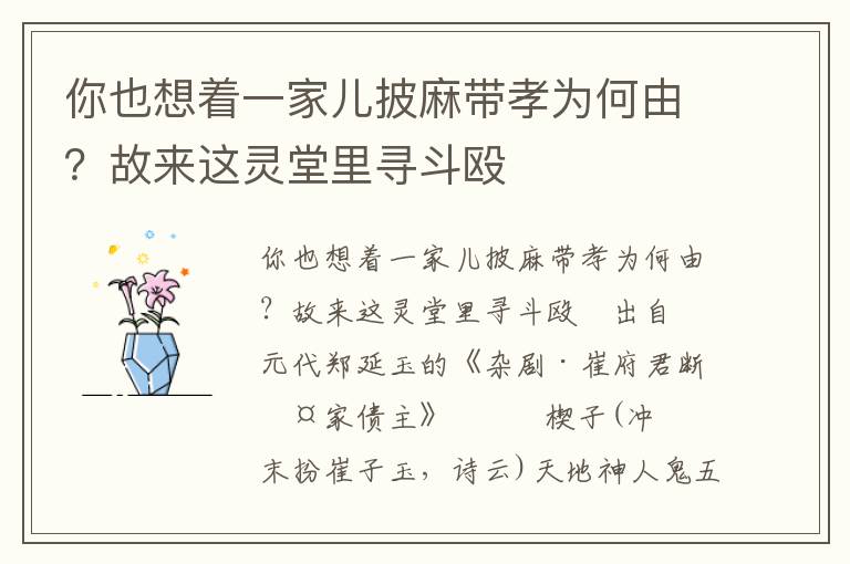 你也想著一家兒披麻帶孝為何由？故來(lái)這靈堂里尋斗毆