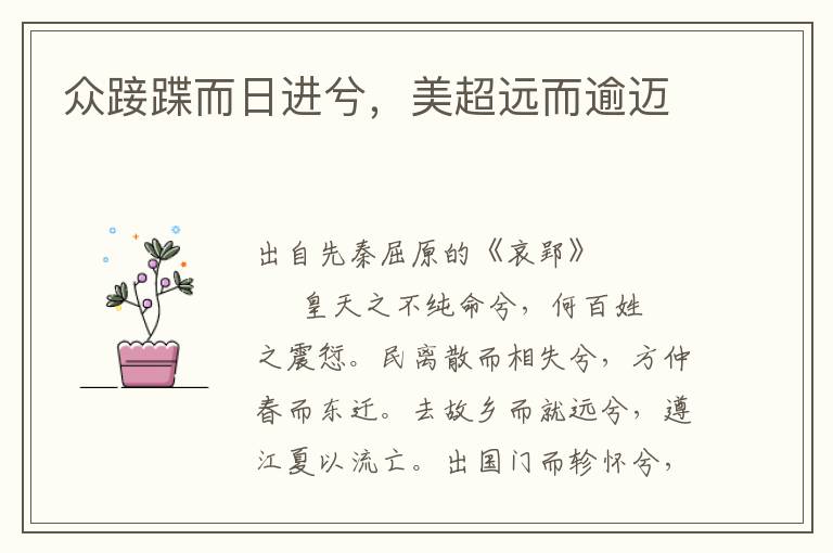 众踥蹀而日进兮，美超远而逾迈