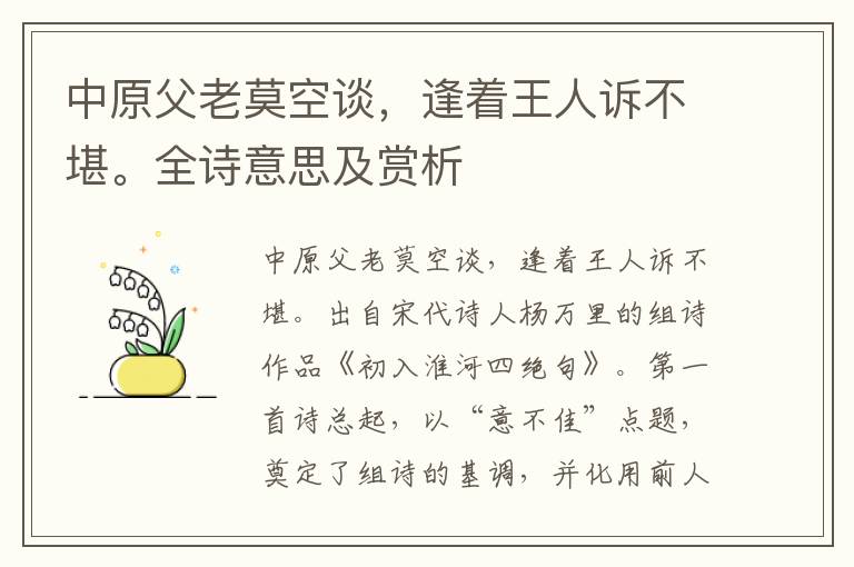 中原父老莫空談，逢著王人訴不堪。全詩(shī)意思及賞析