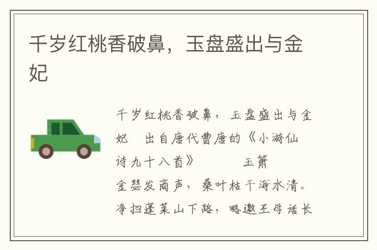 千歲紅桃香破鼻，玉盤盛出與金妃