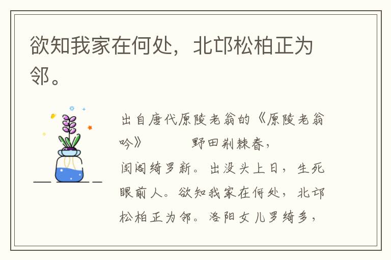 欲知我家在何處，北邙松柏正為鄰。