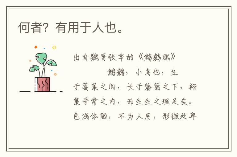 何者？有用于人也。