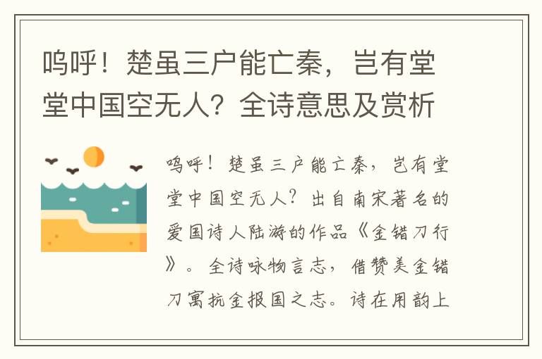 呜呼！楚虽三户能亡秦，岂有堂堂中国空无人？全诗意思及赏析