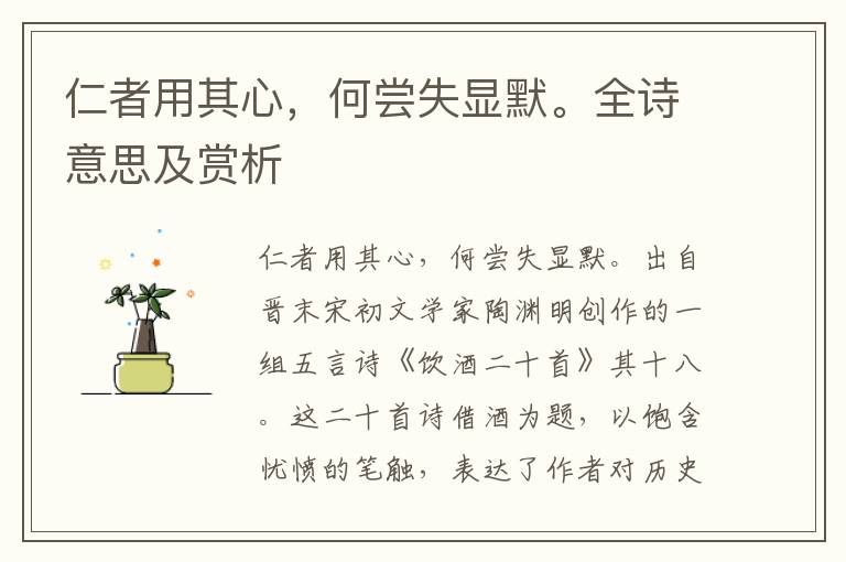 仁者用其心，何嘗失顯默。全詩意思及賞析