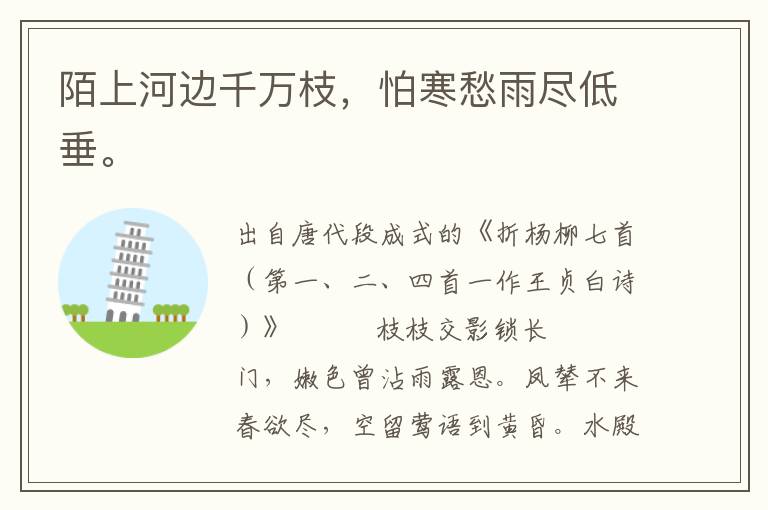 陌上河邊千萬枝，怕寒愁雨盡低垂。