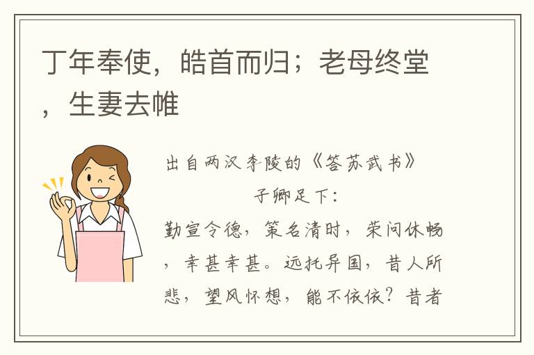 丁年奉使，皓首而歸；老母終堂，生妻去帷