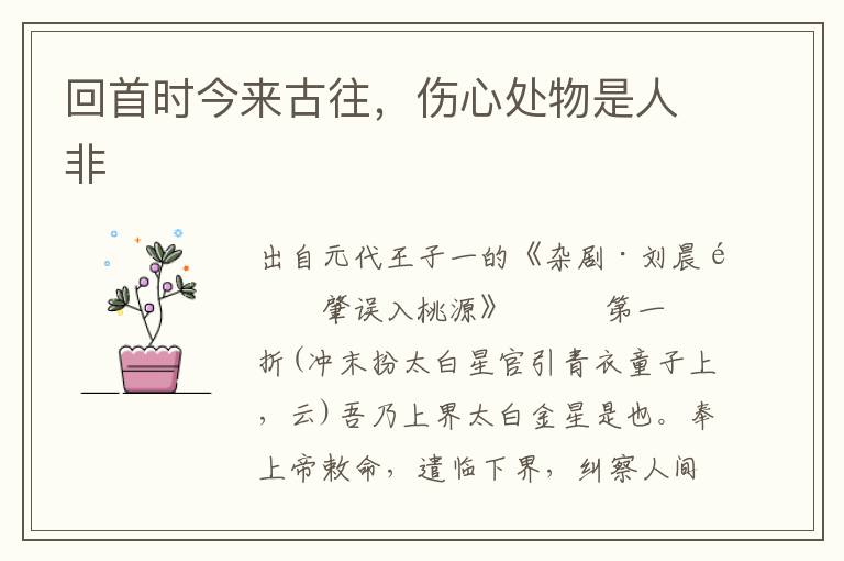 回首時今來古往，傷心處物是人非