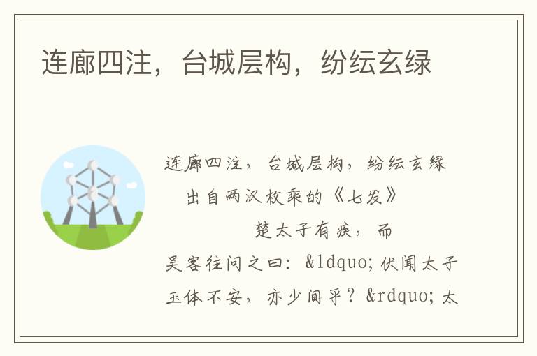 連廊四注，臺城層構，紛紜玄綠