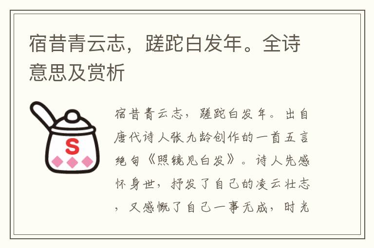 宿昔青云志，蹉跎白发年。全诗意思及赏析