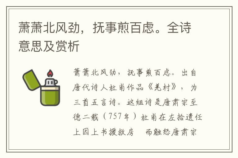 蕭蕭北風勁，撫事煎百慮。全詩意思及賞析
