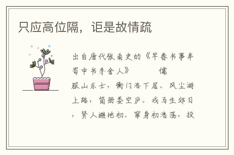 只應(yīng)高位隔，詎是故情疏