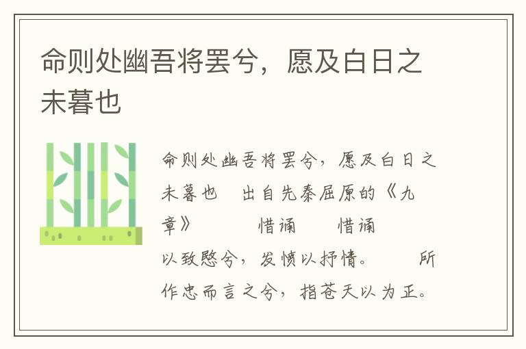 命則處幽吾將罷兮，愿及白日之未暮也