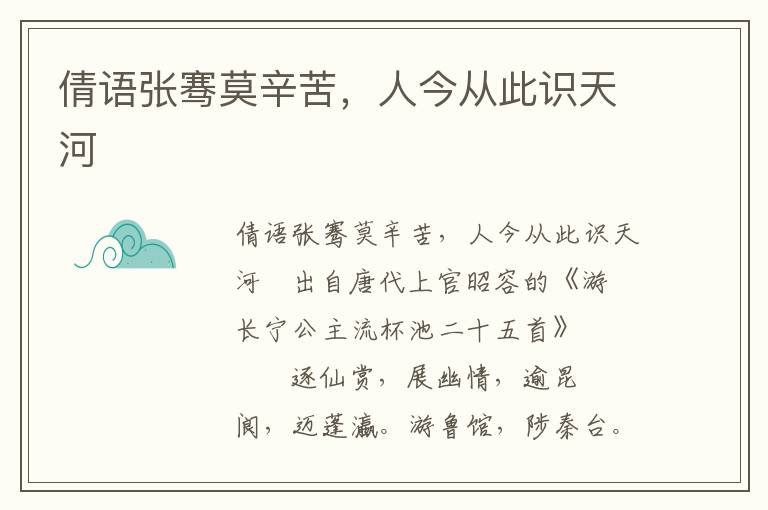 倩語張騫莫辛苦，人今從此識天河