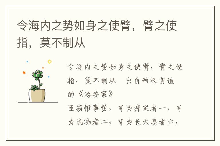 令海內之勢如身之使臂，臂之使指，莫不制從