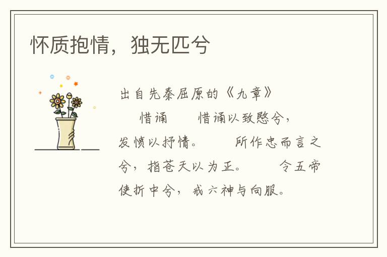 懷質抱情，獨無匹兮