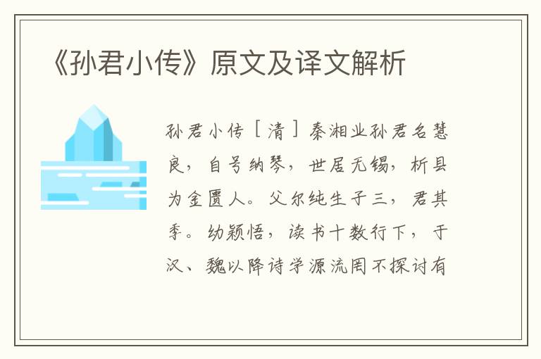 《孫君小傳》原文及譯文解析