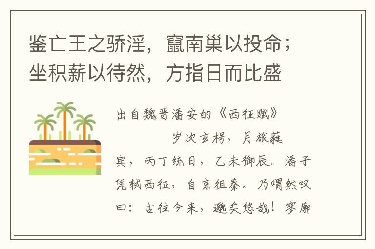 鑒亡王之驕淫，竄南巢以投命；坐積薪以待然，方指日而比盛